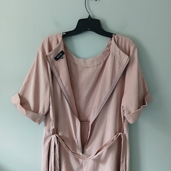 ROOLEE Women's Size 3XL Blush Pink Belted Knee Length Dress Zipper Short Sleeve - Picture 15 of 15
